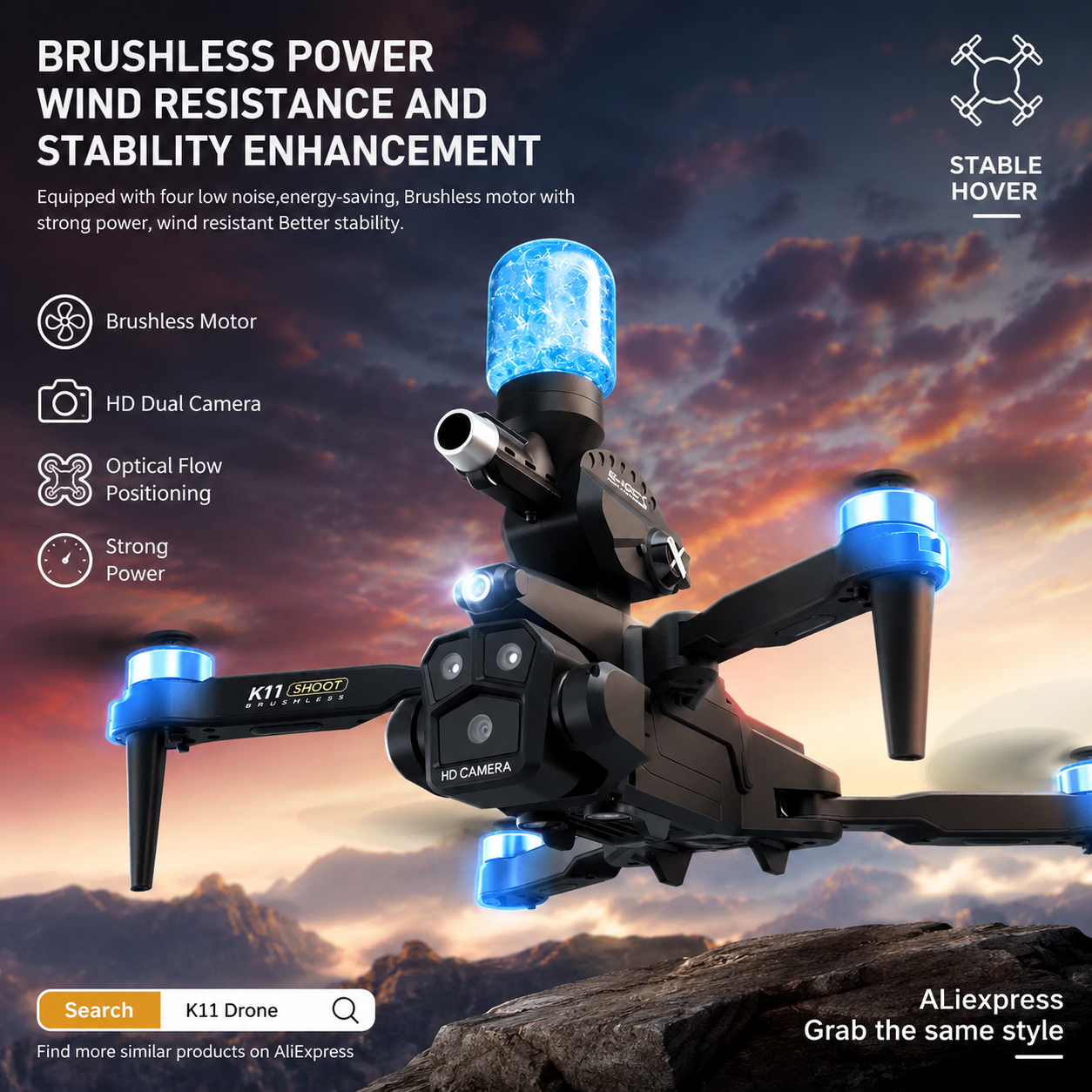 K11MAX Drone with Water Bombs  - Drone Gimbal Mount avis et prix