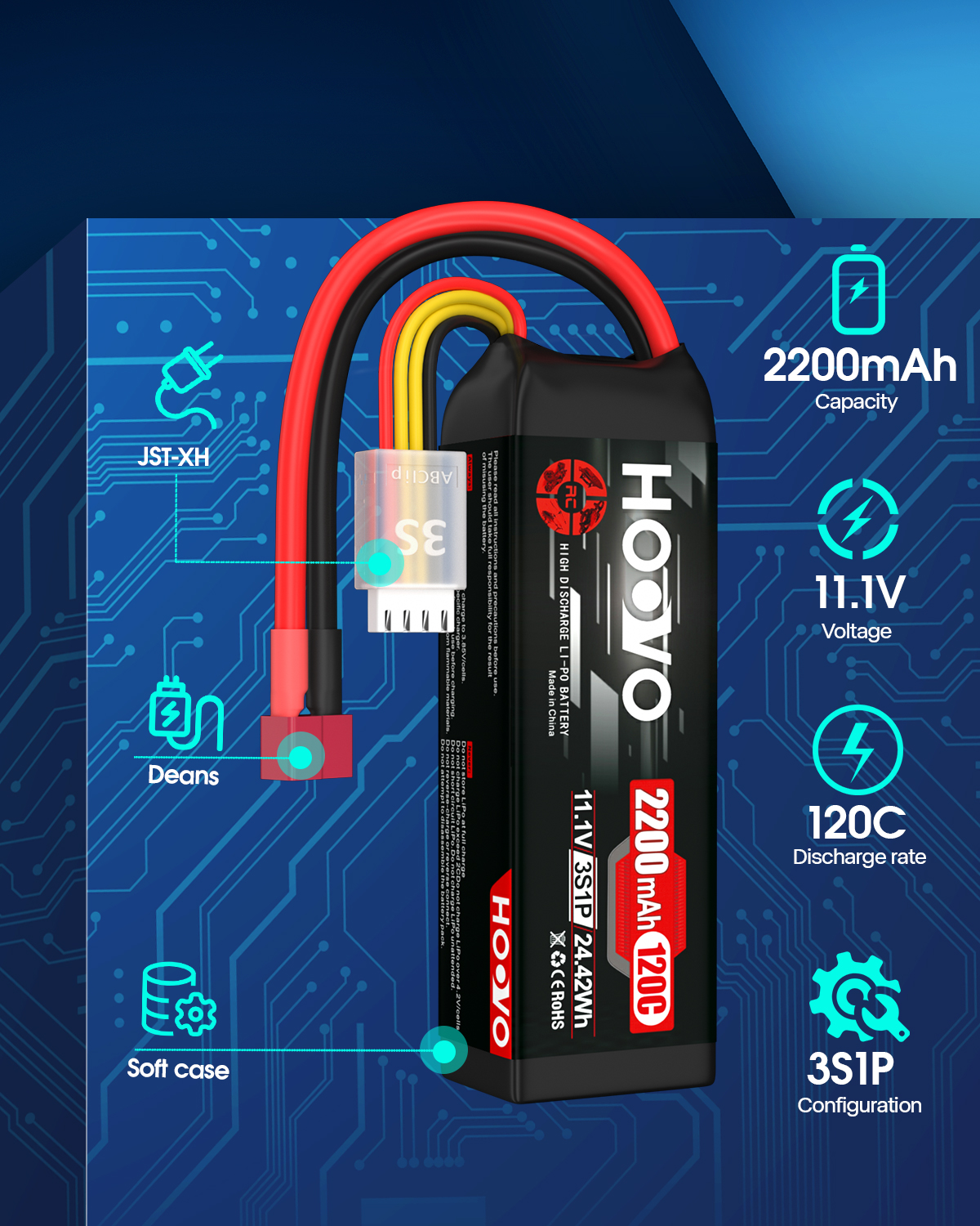 2Pcs HOOVO 11.1V 2200mAh RC Ba - Drone Gimbal Controller avis et prix