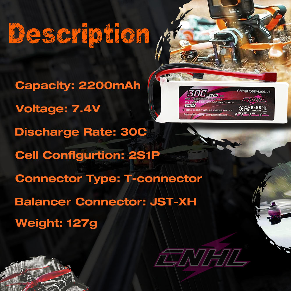 2pcs CNHL 2S 7.4V Lipo Battery - Drone Gimbal Controller avis et prix