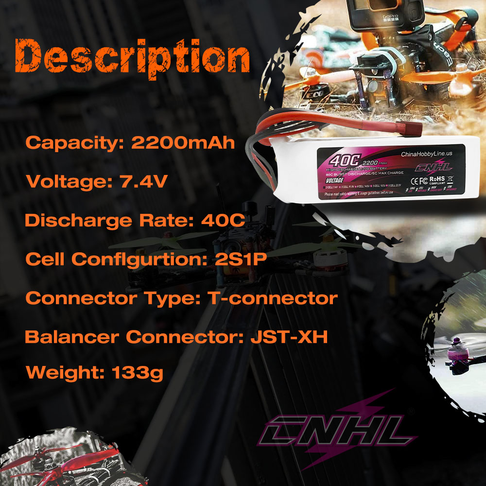 2pcs CNHL 2S 7.4V Lipo Battery - Drone Gimbal Controller avis et prix